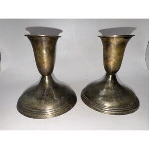 Vintage Set Of 2 Silver Plate Candle Holders 4 In India Leonard